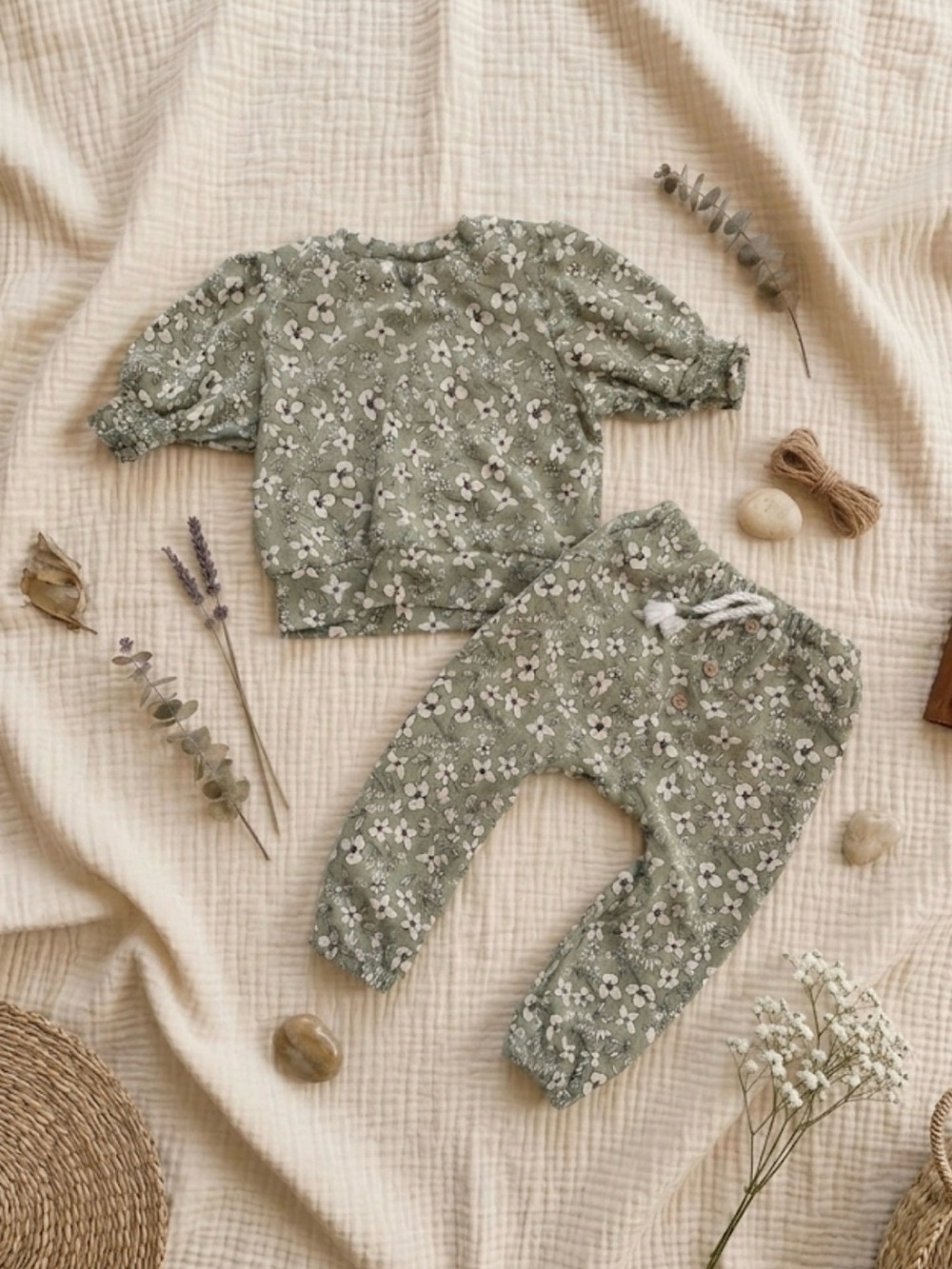 Jessica Simpson Sage Green Floral Kids Matching Set 18 Months Toddler Spring Set